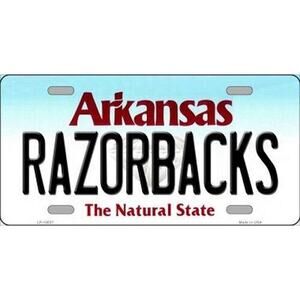 NCAA Arkansas Razorbacks License Plate State Background Metal Tag U.S.A."